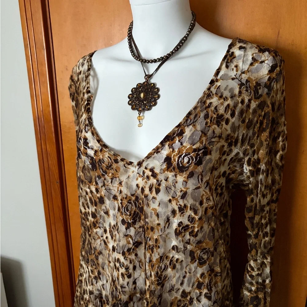 Brown Shear Leopard Print Dress/Top - Picture 9 of 9